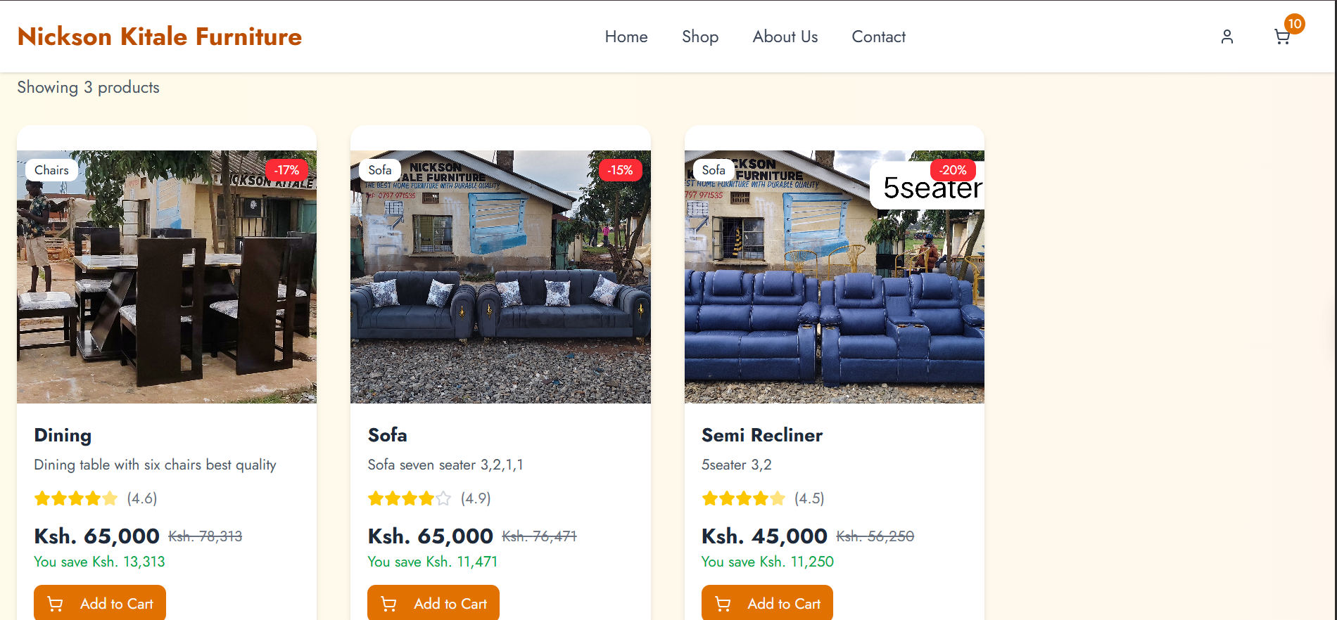 Furniture E-commerce screenshot
